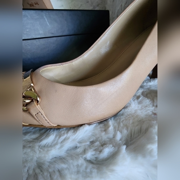 Coach Tan Leather Bowery Kitten Heels S 7.5 - Picture 13 of 16